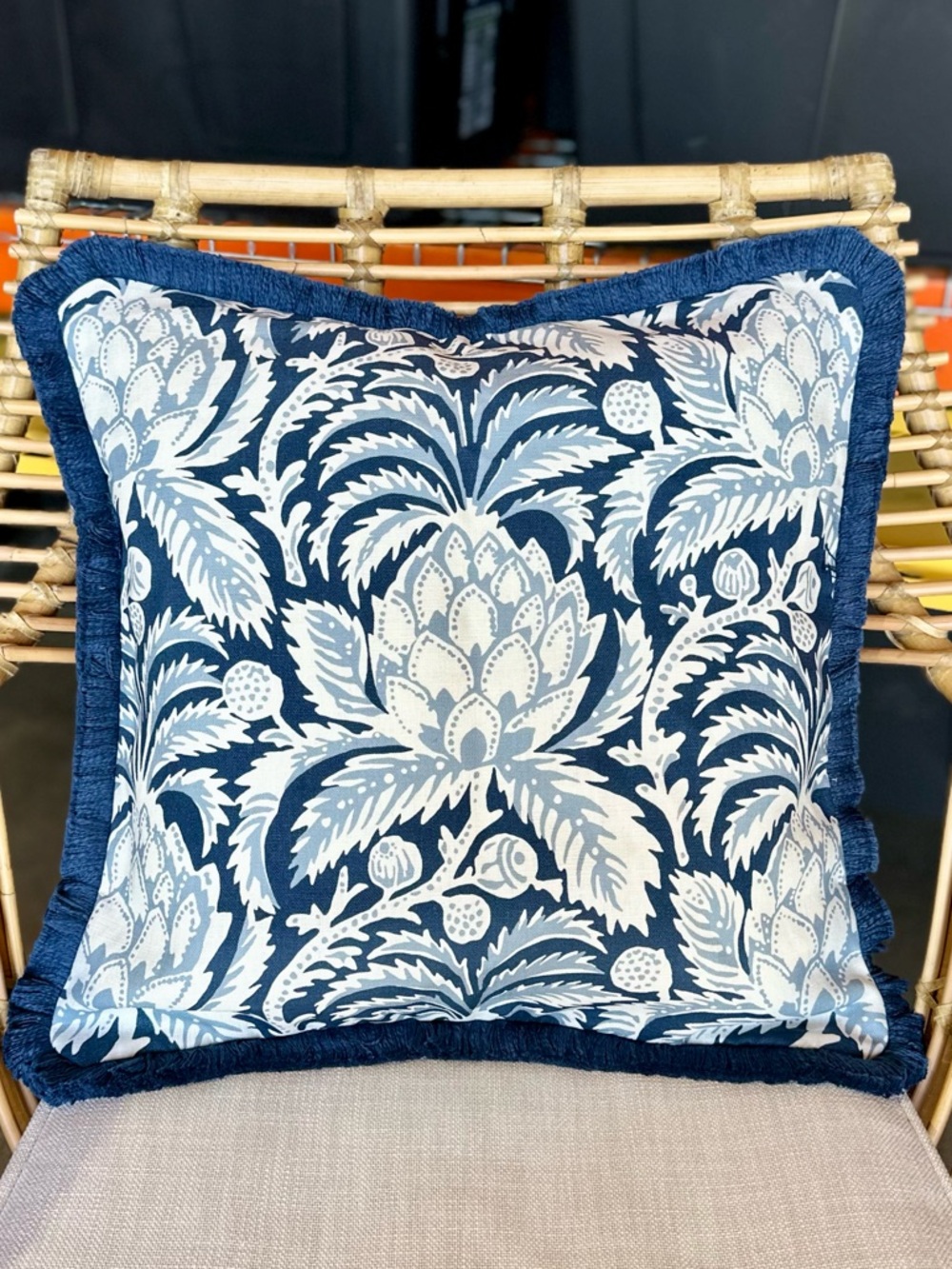 NEW Serena & Lily Artichoke Pillow Cover (20” SQ)-Vintage Indigo/Coastal Blue